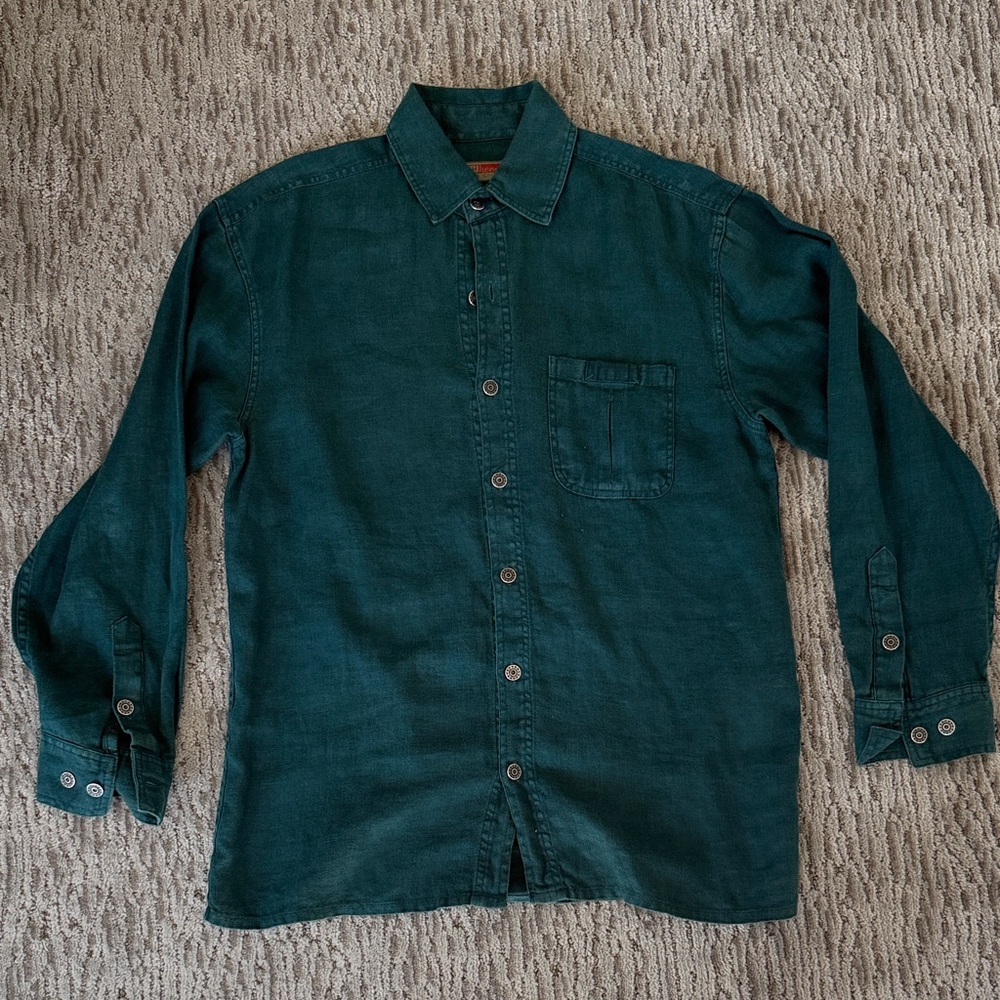 Men's Green linen Button-Up Shirt